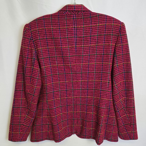 Vtg Norton McNaughton Tweed Wool Blend Houndstooth Blazer, Multicolor, Size 12 - Picture 6 of 8